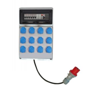 Rozdzielnica budowlana elektryczna rbetka D12WR z przewodem z wtyczką 63A